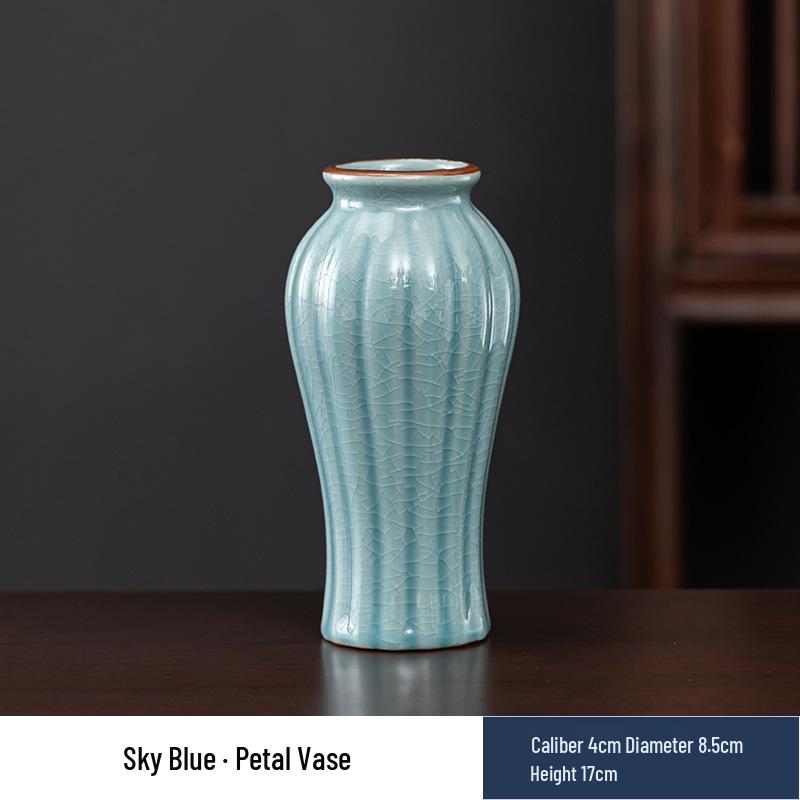 Vaso in Ceramica di Alta Gamma Ge Kiln Retrò per Fiori Freschi, Idroponica e Bambù