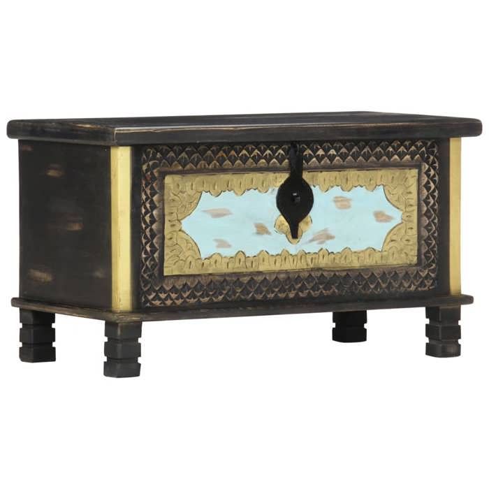 VidaXL Coffre de rangement Noir 80x40x45 cm Bois de manguier massif