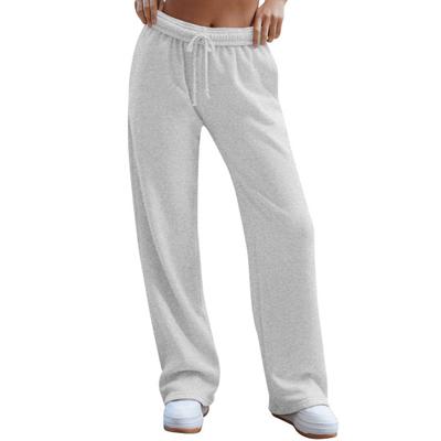 Damen Jogginghose, elastische hohe Taille, verstellbarer Kordelzug, lange Hose, einfarbig, Baggy, Freizeithose