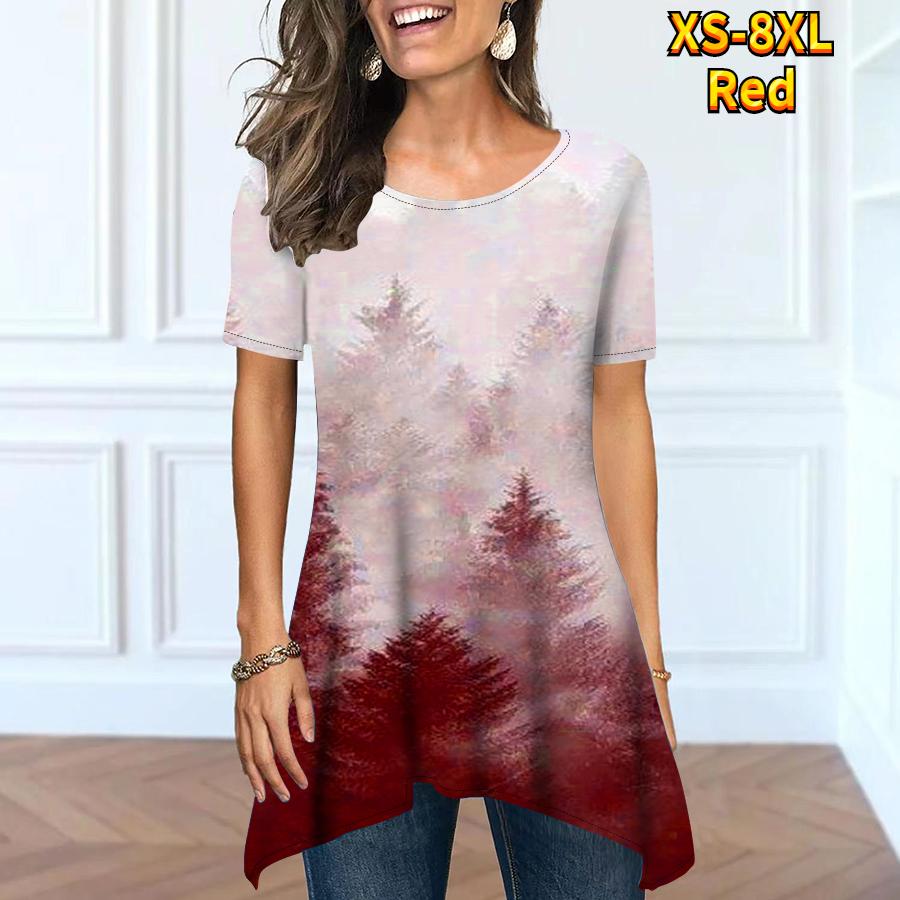 T-shirt a maniche corte con scollo tondo aperto da donna con stampa retrò sotto la maglietta estiva allentata per incontri business manica corta XS-8XL