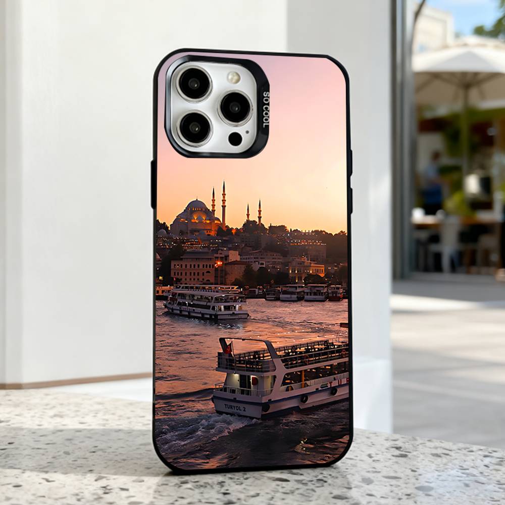 Turkey Istanbul Scenery Phone Case For iPhone 17,16,15,14,13,12,11,Pro,Max,Plus,E,Air,Mini Black IMD Cover