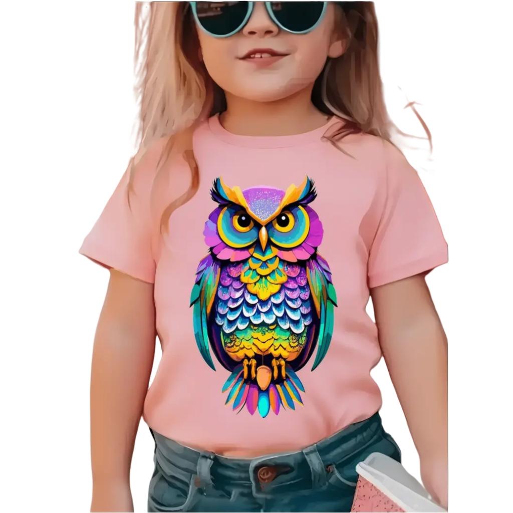 Girl T-Shirt 3D Flower Print T-Shirts for Girls Short Sleeve Children Top Casual Outdoor Girl Clothes 7 to 8 Years Kids T Shirt