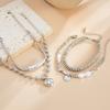 4-piece/set Fashion Imitation Pearl Metal Heart-shaped Pendant Bracelet for Women's Creative Silver Cubic Chain Jewelry