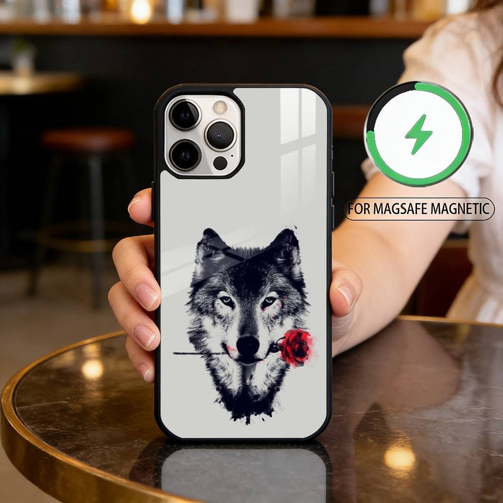 

W-Wolf A-Animals Cool Magnetic For Magsafe Wireless Charging Phone Case For iPhone17,16,15,14,13,12,11 Plus,Pro Max iPhone12PRO