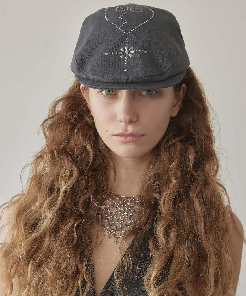 SCULPTOR Boho Stud Hunting Cap Charcoal