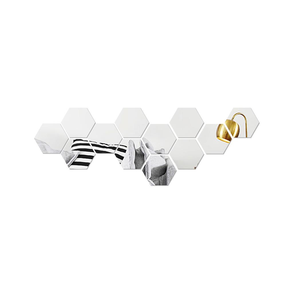 12 Stück 3D Spiegel Sechseck Vinyl abnehmbare Wandaufkleber Aufkleber Home Decor