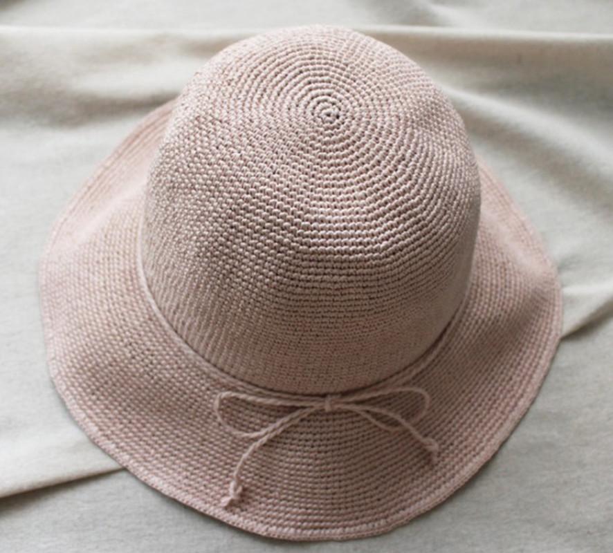 Women Fashion Summer Crochet Straw Cap Sun Protection Raffia Wide Brim Foldable Straw Hats