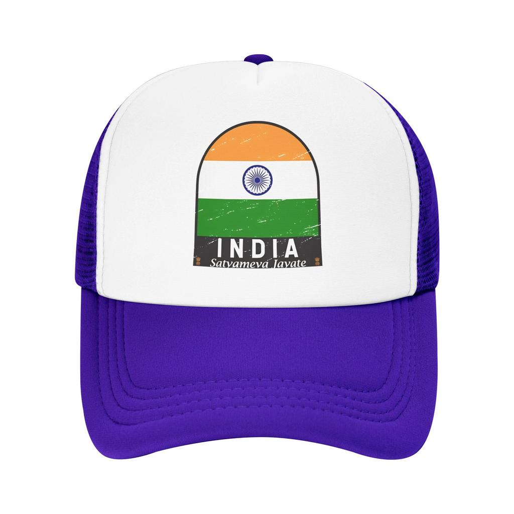 Mesh Sun Hats India Flag Emblem Vintage Summer Trucker Hat For Unisex-Teens y2k Funny Hot Sale Hunting Camping Baseball Cap