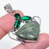 Natural Nephrite, Diopside 925 Sterling Silver Jewelry Pendant 2.05" C7a00