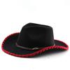 Western cowboy hat men's riding hat outdoor travel equestrian hat curved brim woolen top hat