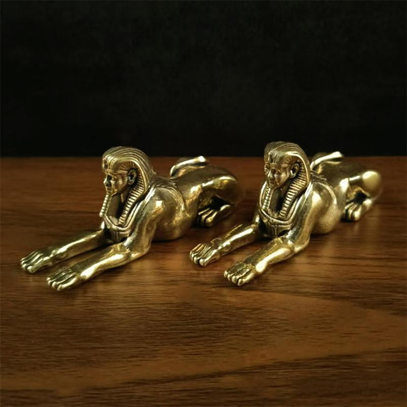 

Ретро Медь Египет Сфинкс Статуя Маленькие Украшения Латунь Статуя Стража Фигурки Настольные Украшения Аксессуары для Домашнего Декора 1PC