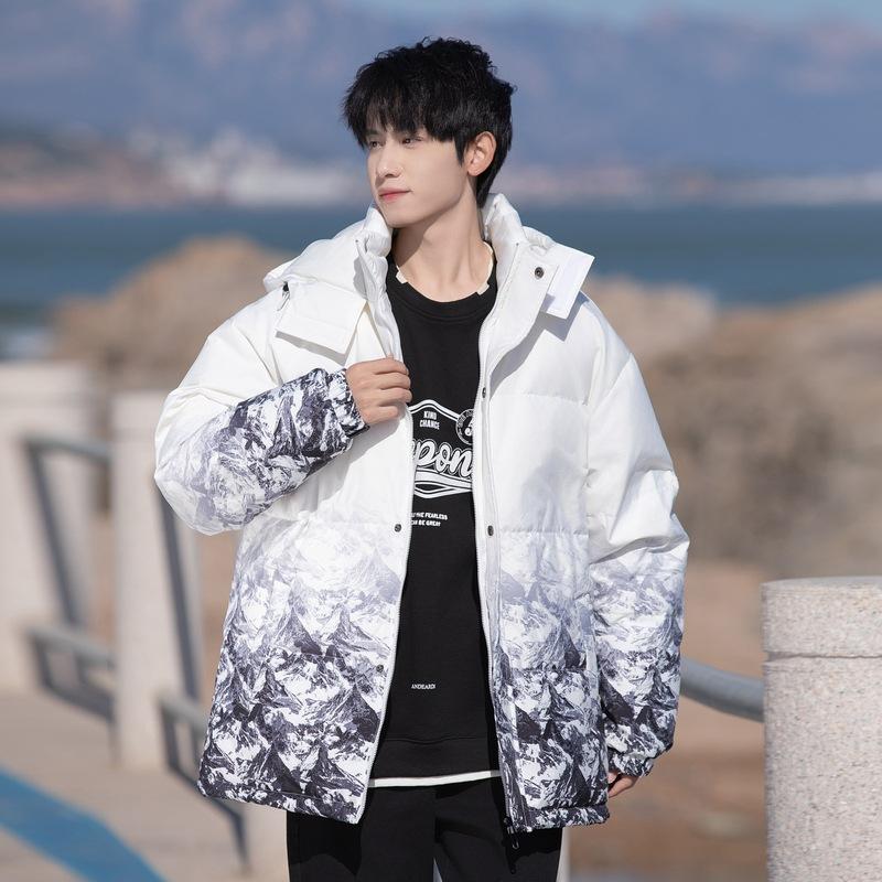 

2025 Мужская повседневная короткая куртка с флисовой подкладкой Ветрозащитная Теплая утолщенная куртка S белый