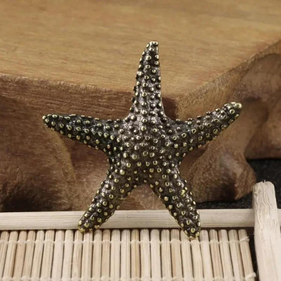

1 Pcs Solid Brass Sea Animal Starfish Miniature Ornament Cute Star Shape Ocean Lives Sculpture Home Decoration Vintage Crafts золотой