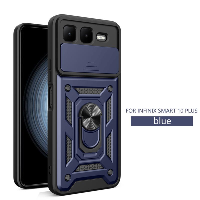 For infinix Smart 10 Plus 4G Case Shockproof Armor Magnetic Holder Ring Case For infinix Smart 10Plus Slide Lens Protector Cover