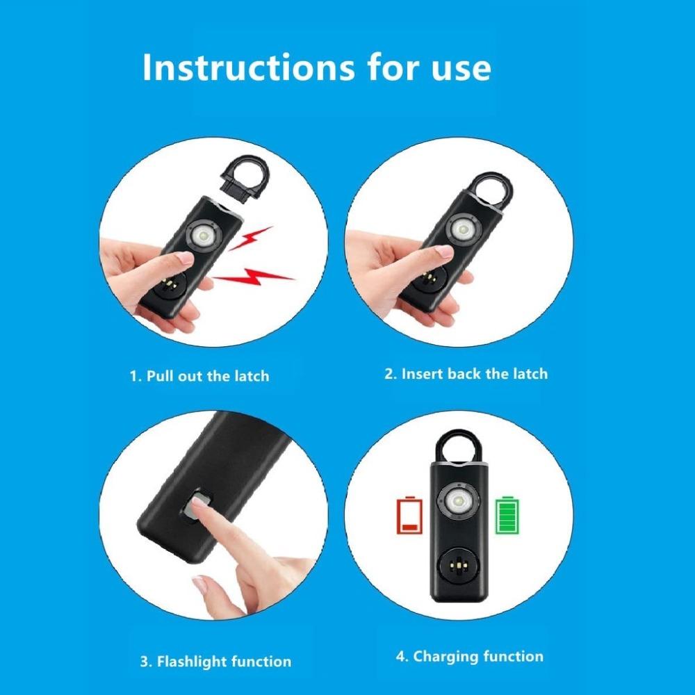 Low Battery Notice Safe Sound Personal Alarm LED Strobe Light Personal Security Alarm  Elderly
