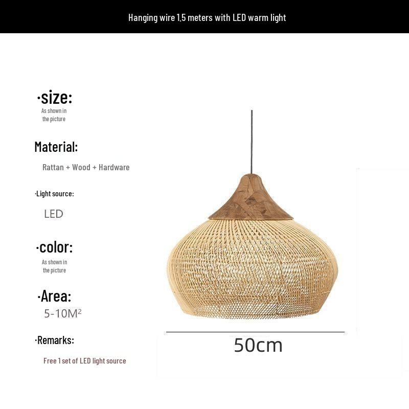 Southeast Asian Wabi-Sabi Rattan Pendant Light for Restaurants, Homestays, Tea Rooms, and Zen Spaces - Vintage Handmade Woven Design