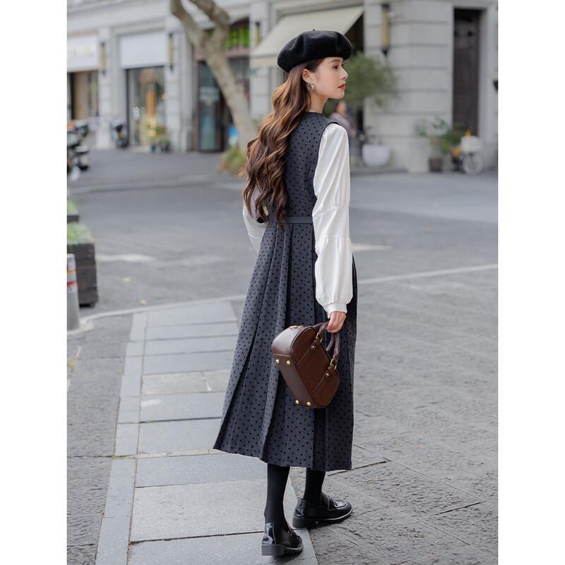Mocana French Retro Polka Dot Vest Dress