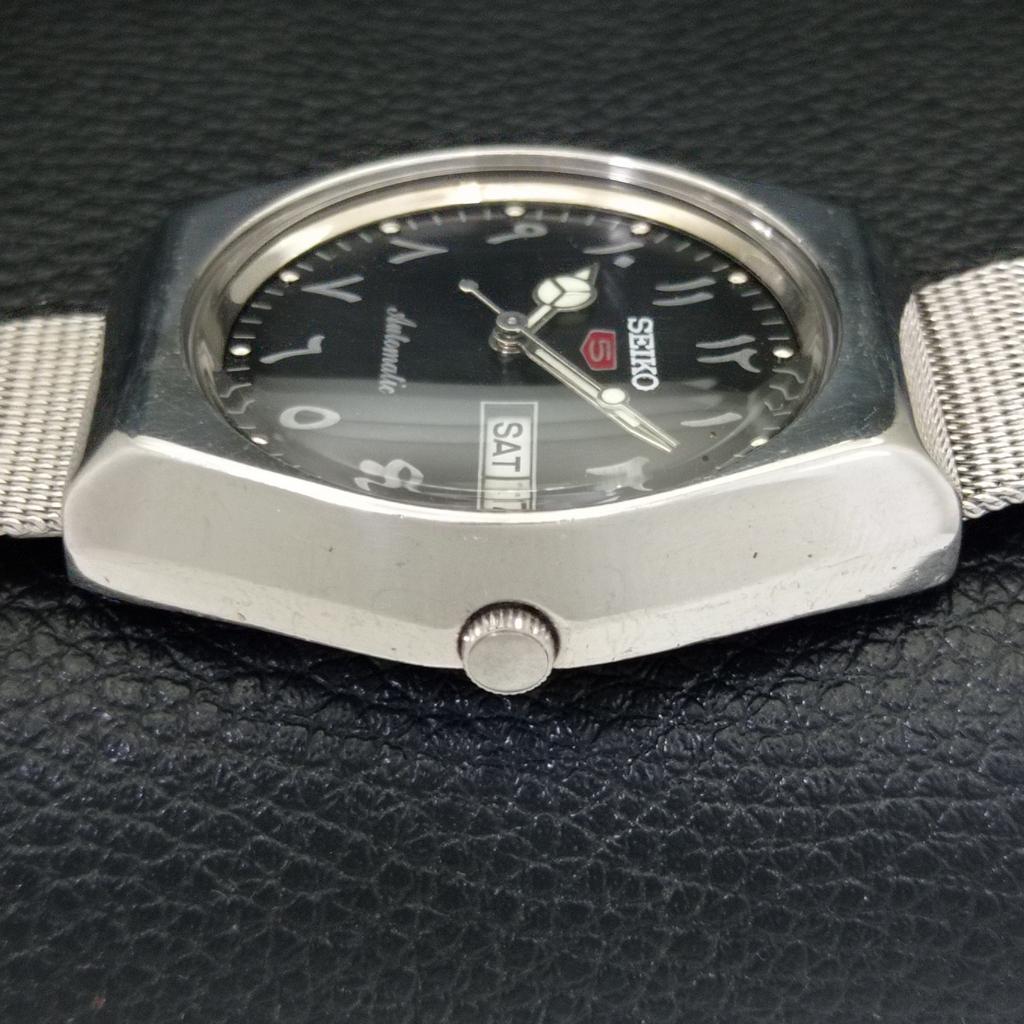 AUTOMATIC VINTAGE SEIKO 5 JAPAN 6309A MENS ARABIC BLACK DIAL WATCH a702659-1 R209-a702659