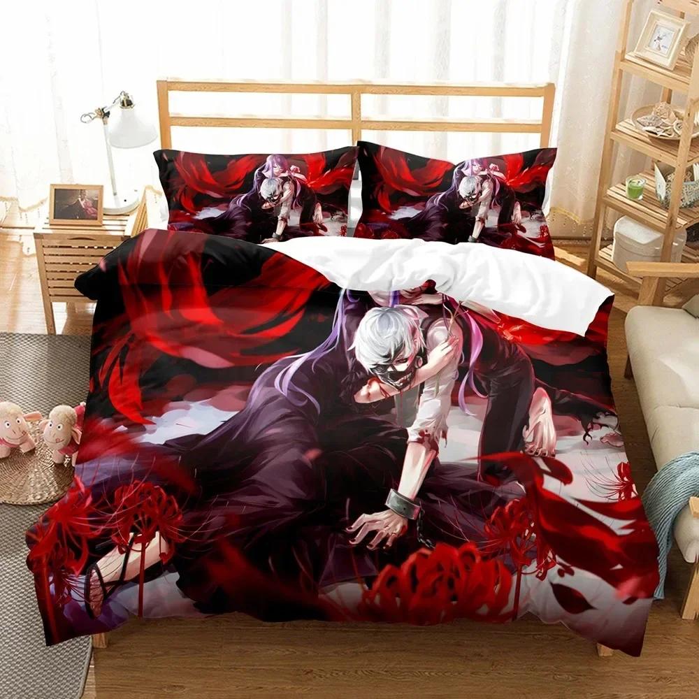 3D Print Anime Tokyo Ghoul Printed Bed Set Duvet Cover Pillowcase Bedding Set Bed Linen Sheet Quilt Cover Full Queen King Size