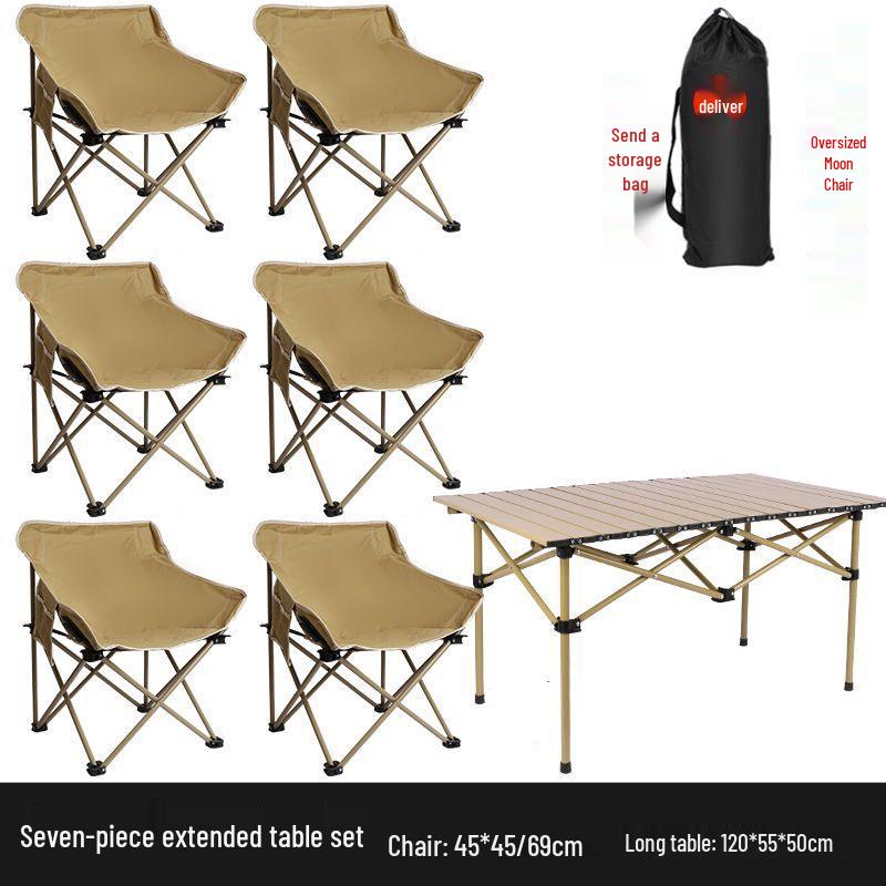 Outdoor Folding Camping Table & High-Back Chair Set