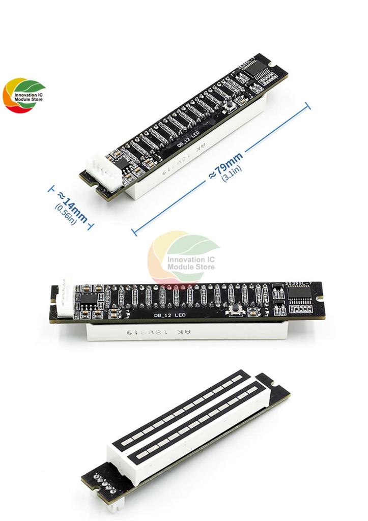 Mini Dual 12-bit Music Level Indicator, Audio LED Light Bar, Light Speed Adjustable, Stereo Power Amplifier Board With AGC Mode