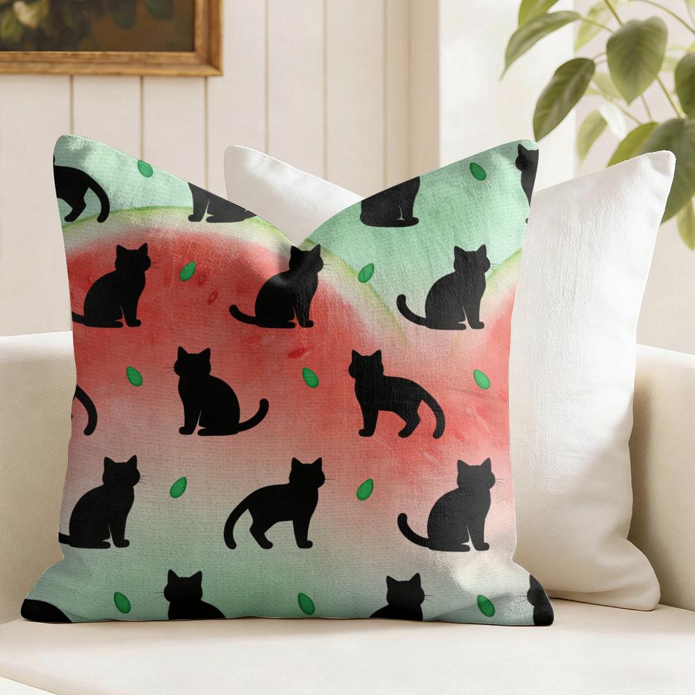 Blackcat Cushion Cover Natural Linen Pillow Cover DoubleSided Print Cushion Cover for Sofa Home Decor