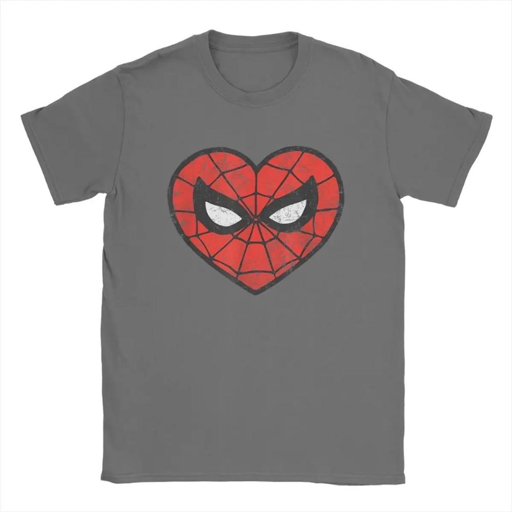 Spider-Man Heart T Shirts for Men 100% Cotton Awesome T-Shirts Crew Neck Tee Shirt Short Sleeve Tops Gift Idea