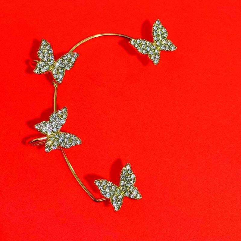 1Pcs Korean Fashion Rhinestone Butterfly Ear Clips Without Piercing for Women Girls Sparkling Zircon Ear Cuff Clip Earrings Wedding Jewelry Gifts