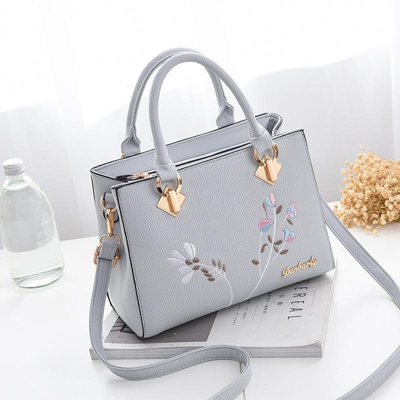 Modna haftowana damska torba na suwak Torebka na jedno ramię Casual Crossbody Bag