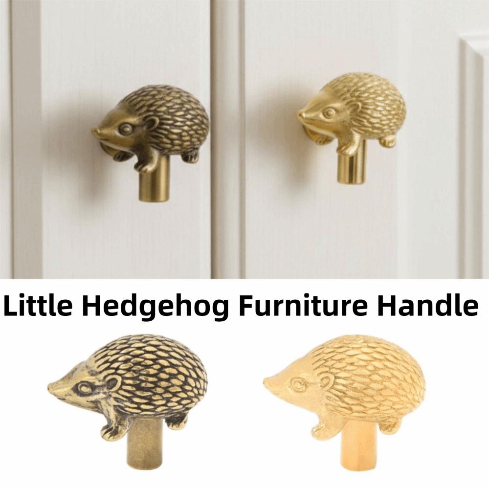 Retro Little Hedgehog Brass Handle Furniture Hardware Single Hole Cabinet Door Knobs Vintage Gold Wardrobe Drawer Pulls Kitchen
