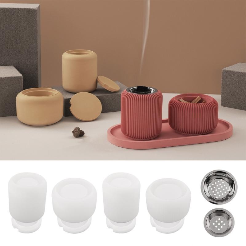 Silicone Molds Stripe Incensed Burners Moulds Candle Cup Making Molds Plaster Molds Craft Supplies Epoxy Resin Molds