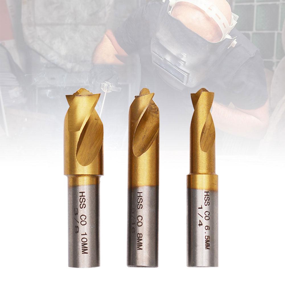3Pcs 6.5/8/10mm HSS CO Spot Weld Drill Bit Set Titanium Plating Sawtooth Point Countersink Bit Welding Cutting Accessory