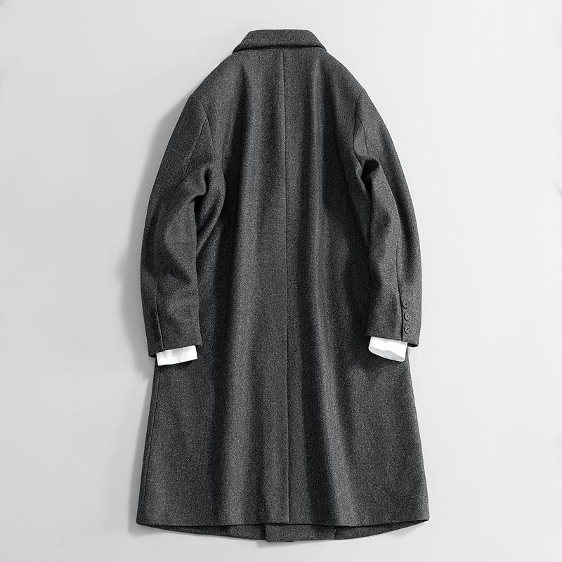 Long Woolen Coat Men's Trench Coat Knee New Thickened Jacket for Autumn and Winter