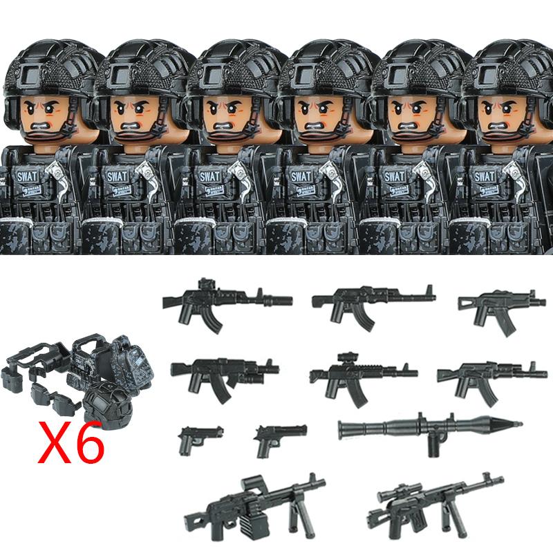 Militär Spezialkräfte Serie Bausteine Stadt Polizei Kommando SWAT Armee Soldat Figur Gasmaske Waffen Steine Spielzeug