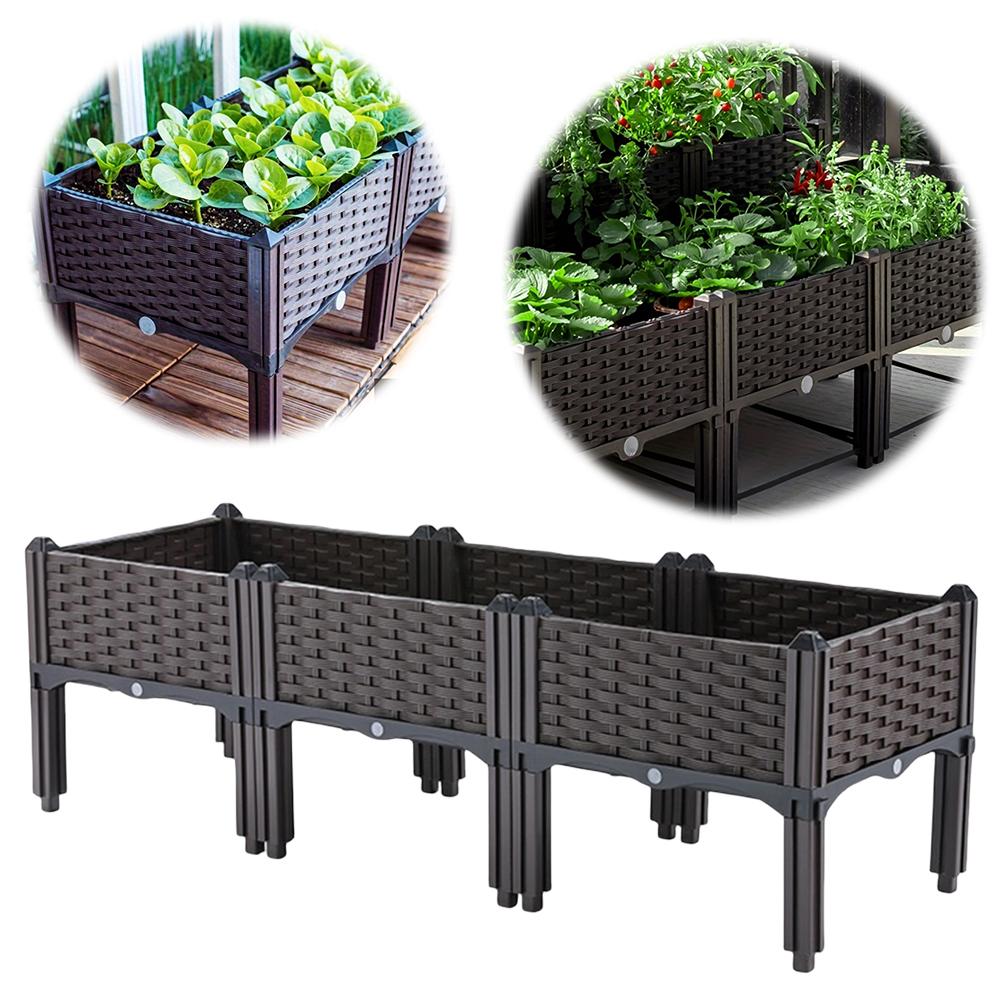 Plastic Raised Garden Bed with Legs Raised Planter Box with Drainage Holes Raised Bed Propagation Box for Indoor and Outdoor Use