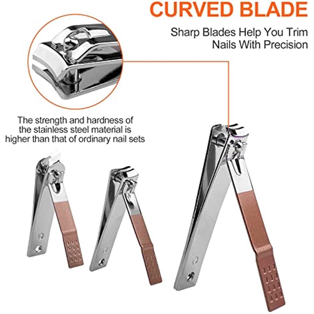 Nagelverbesserungsset aus Edelstahl in Roségold, 18-teiliges Nagelverbesserungs- und Fußreparaturset, professionelles Nagelmesser mit Lederetui