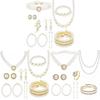 Vintage Chic Artificial Pearl Necklace And Earrings Set For Party Wear With Geometric Design