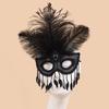 Eye Catching Feather Trimmed Plastic Masquerade Mask Breathable Design Halloween Accessory For Themed Parties Event