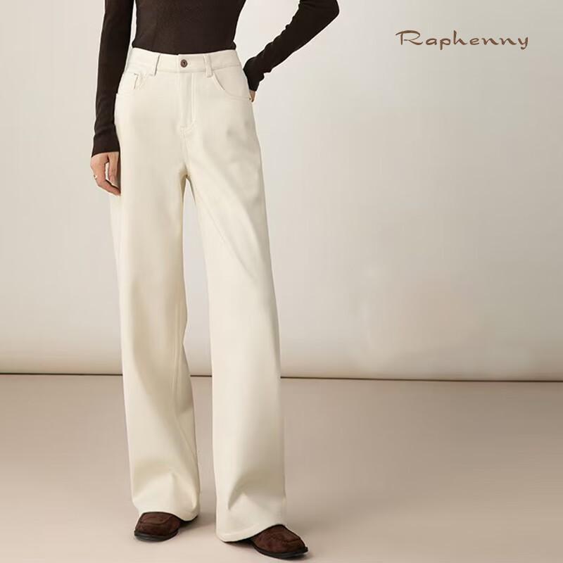 

Raphenny Women s Casual Fleece-lined Straight-leg Denim Pants 29