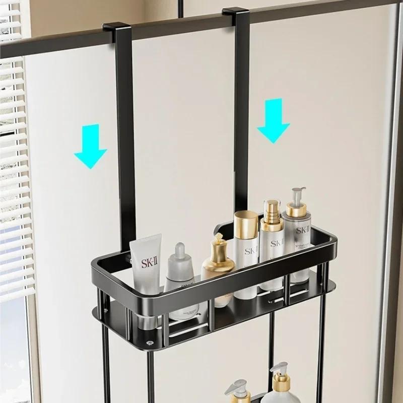 Cesta de Ducha de Baño de Doble Capa-Estante de Almacenamiento Colgante para Puerta Organizador de Estante de Ducha para Artículos de Tocador y Suministros de Baño