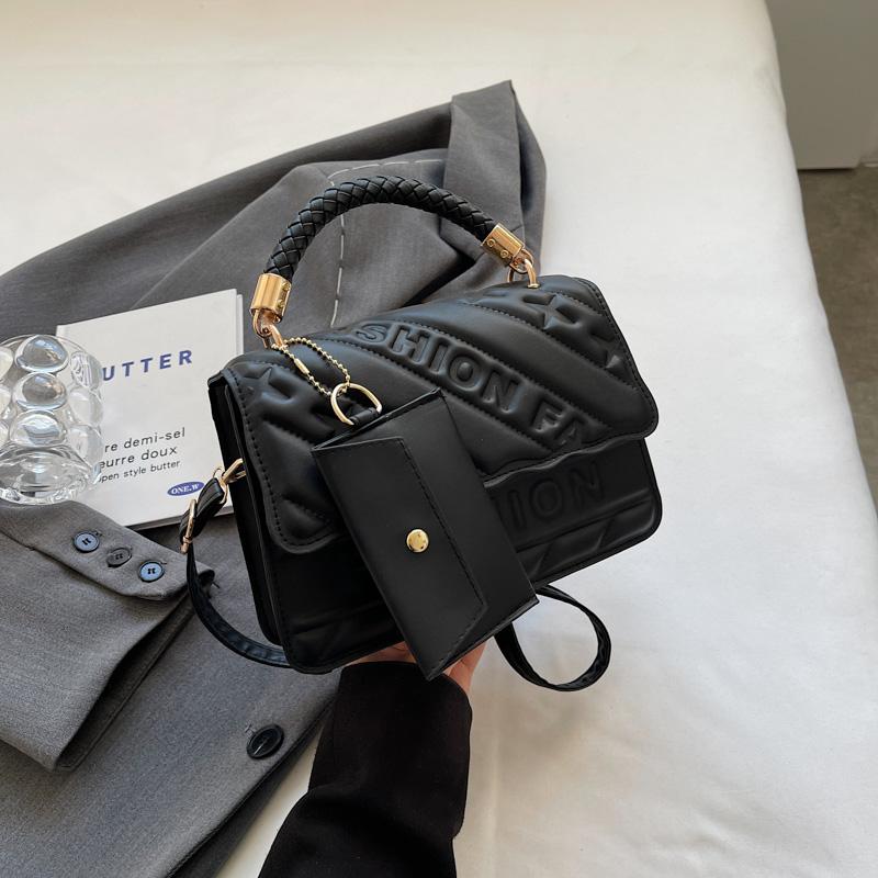 

Стильная женская сумка через плечо из искусственной кожи с магнитным клапаном-кошельком для монет с тисненой надписью и строчкой для повседневного использования