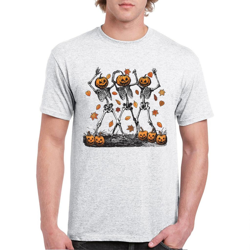 Halloween Skeletons Jack-o-Lantern Dance T-shirt Fun Pumpkin Skull Men's Tee