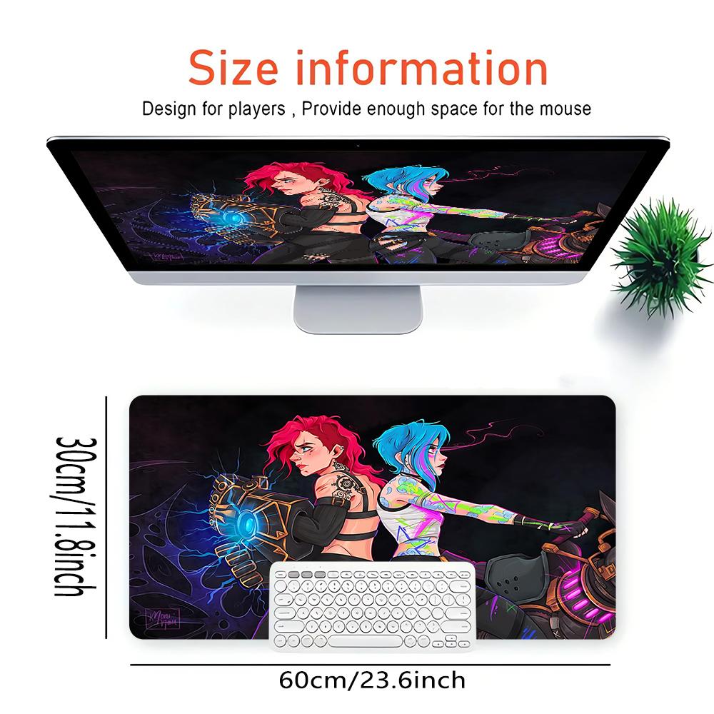 Cyberpunk Female Warriors Large Gaming Mouse Pad Nonslip Rubber Base Waterproof Desk Mat For Office Pc Laptop