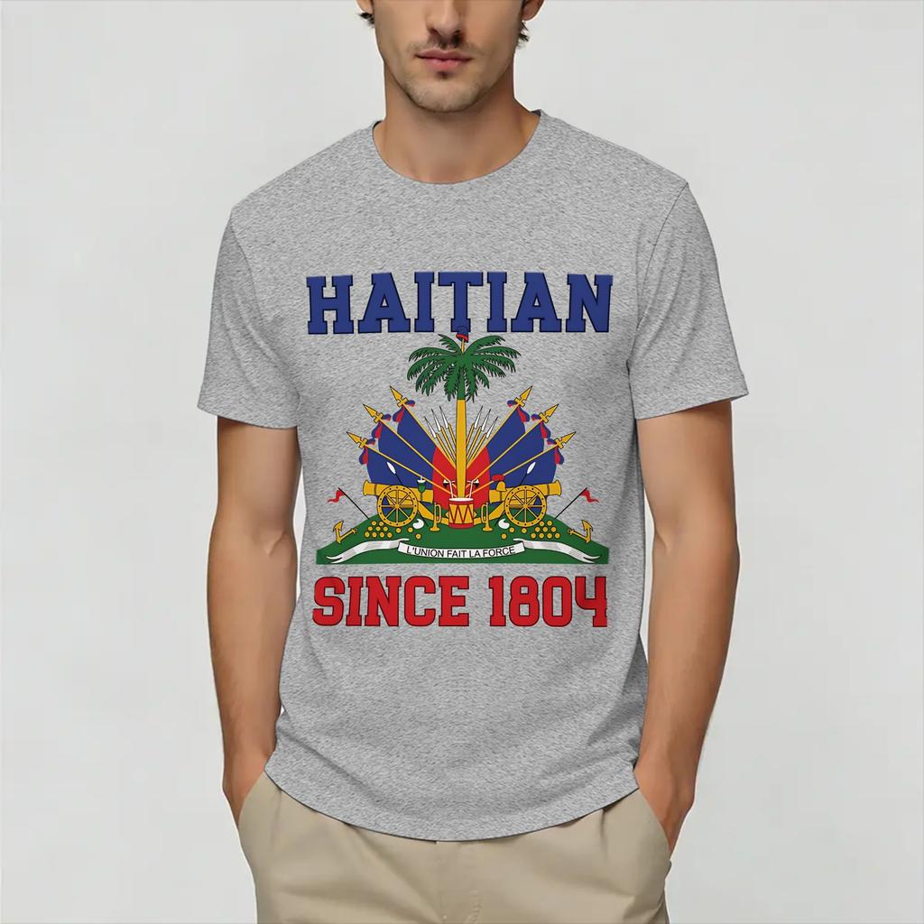 Harajuku T Shirt Beach Haitian flag Hipster TShirts 100 Cotton Tshirt for Unisex Y2K Retro Cheap Short Sleeve Tees