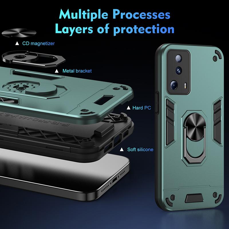 Shockproof Armor Metal Ring Cover For Xiaomi 11 Lite 11T 12 12X 12T MI 13 Lite 13T 14 Pro Magnetic Car Holder Phone Case Funda