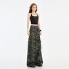 American Retro Camouflage Tooling Jeans Women's New High-waisted Loose High Street Hiphop Straight Wide-leg Pants