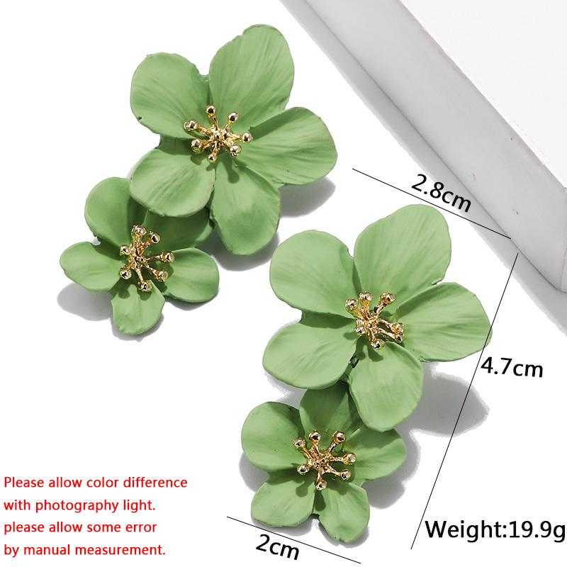 Koreanische Neue Doppel-schichten Blume Tropfen Ohrringe für Damen Übertrieben Frauen Floral Ohrringe Modeschmuck aretes de mujer
