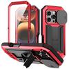 Armor Metal Phone Case for IPhone 17 16e 16 15 14 Plus 13 Pro Max Built-in Kickstand Screen Lens Protect Shockproof Guard Cover