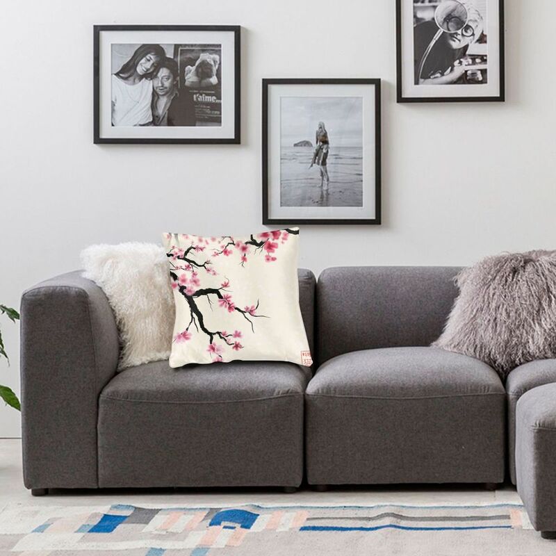 Watercolor Sakura Cherry Blossoms Pillow Case 40X40Cm Home Decoration Japanese Floral Modern Cushion Cover Car Pillowcase