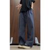 Summer new seersucker plaid casual pants thin breathable refreshing drape floor pants loose wide-leg long pants